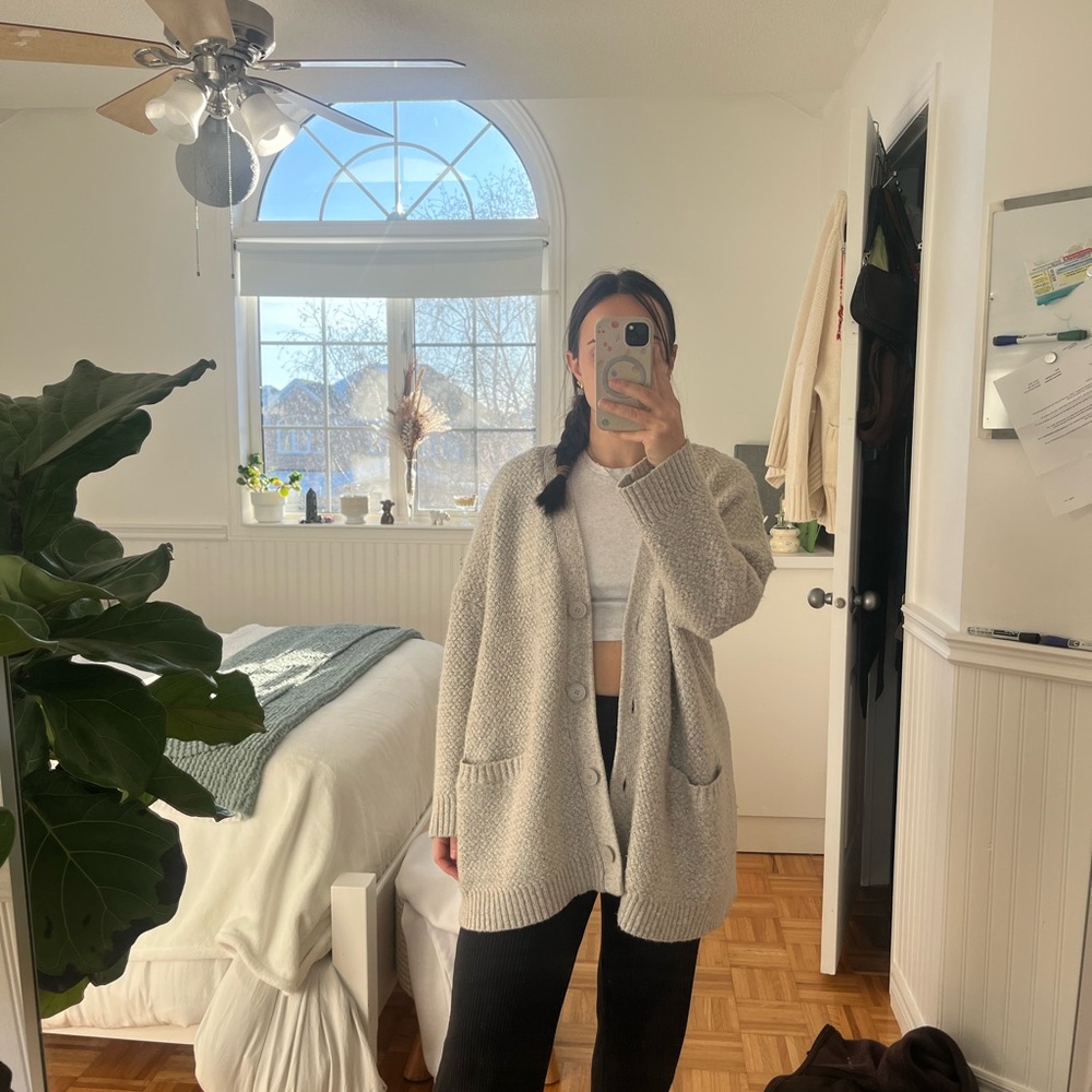 OAK + FORT Gray Cardigan Sweater